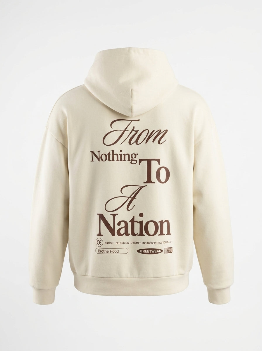 The Origin Hoodie - back, From Nothing To A Nation print