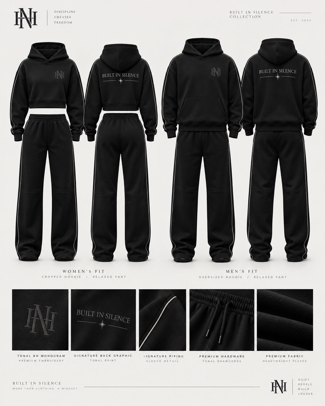 Black Built in Silence tracksuit concept