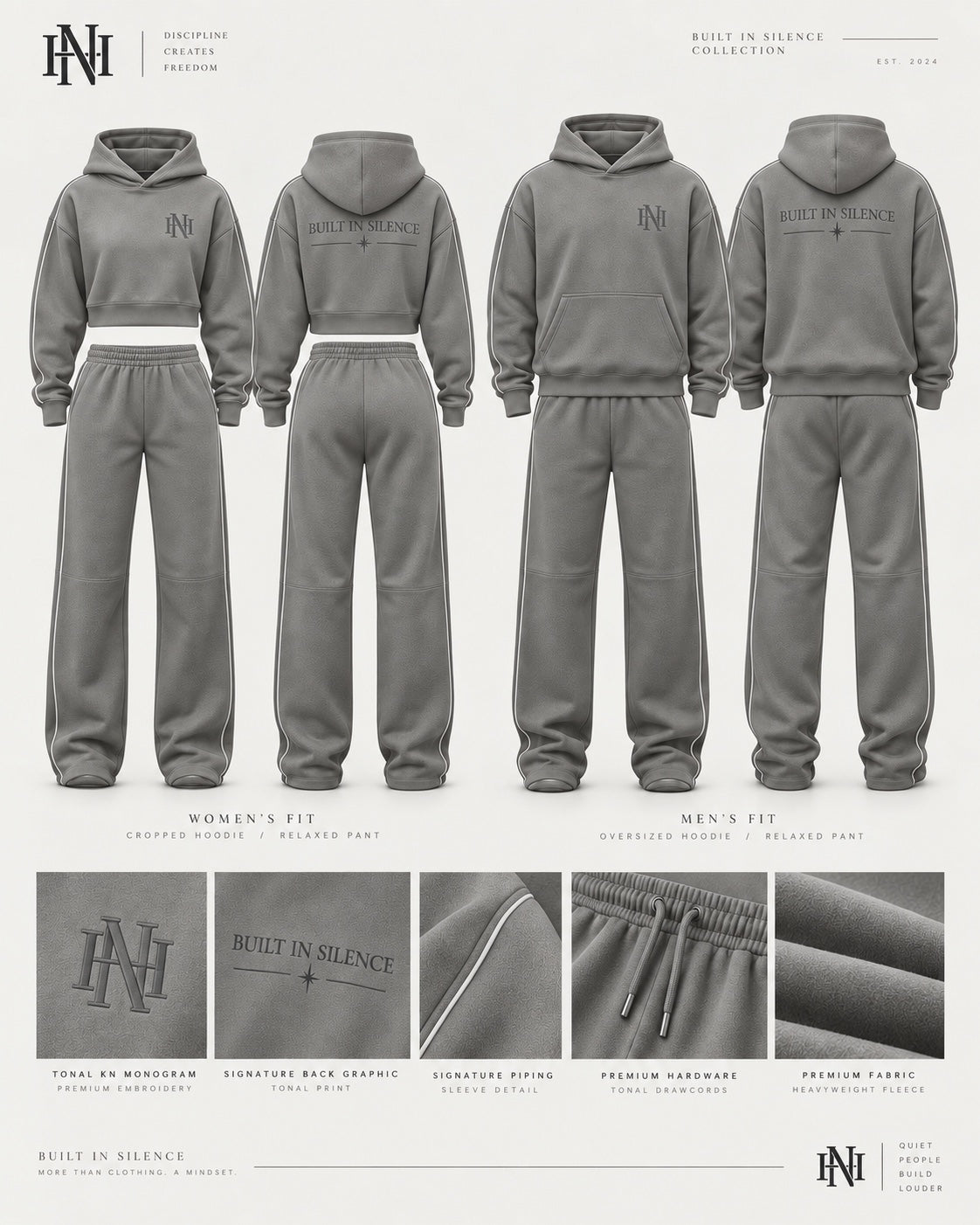 Grey Built in Silence tracksuit concept